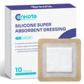 Silicone Super Absorbent Dressing for Heavy Exudate Wound 10 Pack, FSA or HSA 5 X 5 Gentle Boder Adhesive Bandages for Wound Car