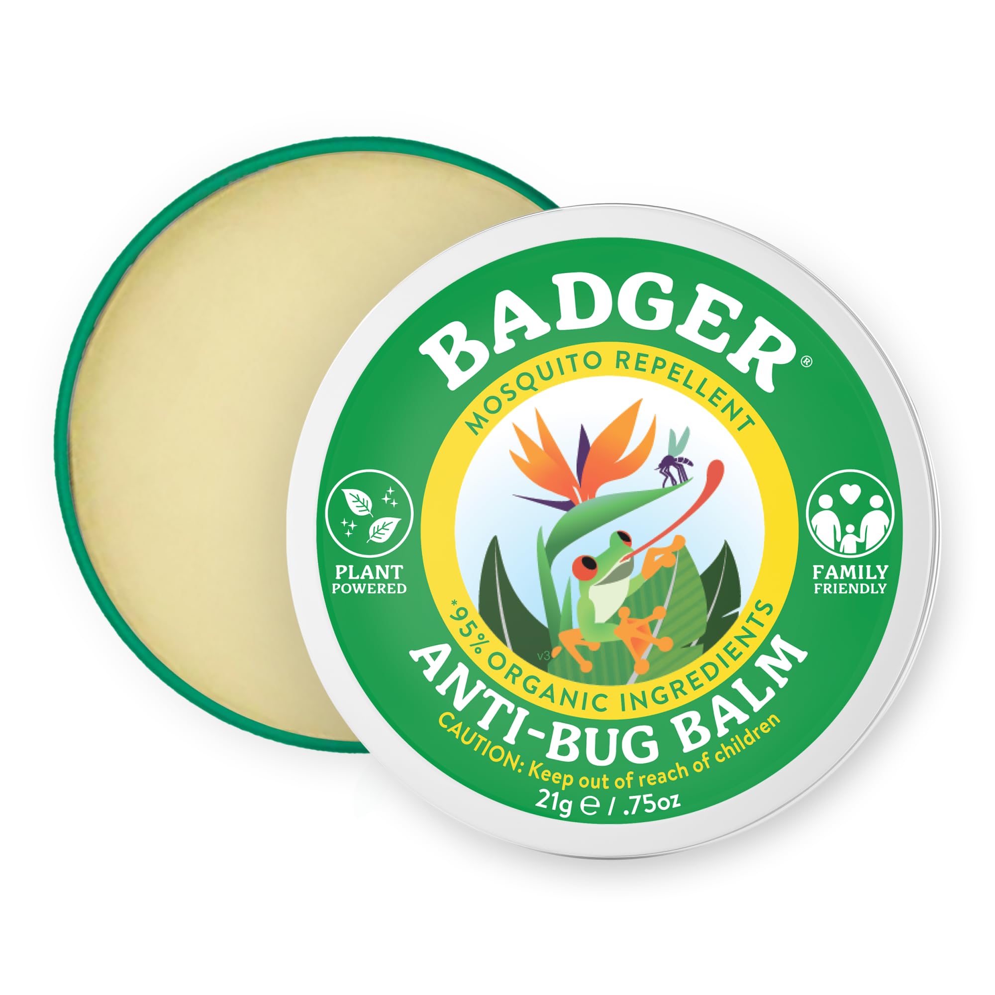 Badger Bug Repellent Tin, Organic Deet-Free Mosquito Repellent with Citronella, Family Friendly Pleasant Smelling Insect Repelle