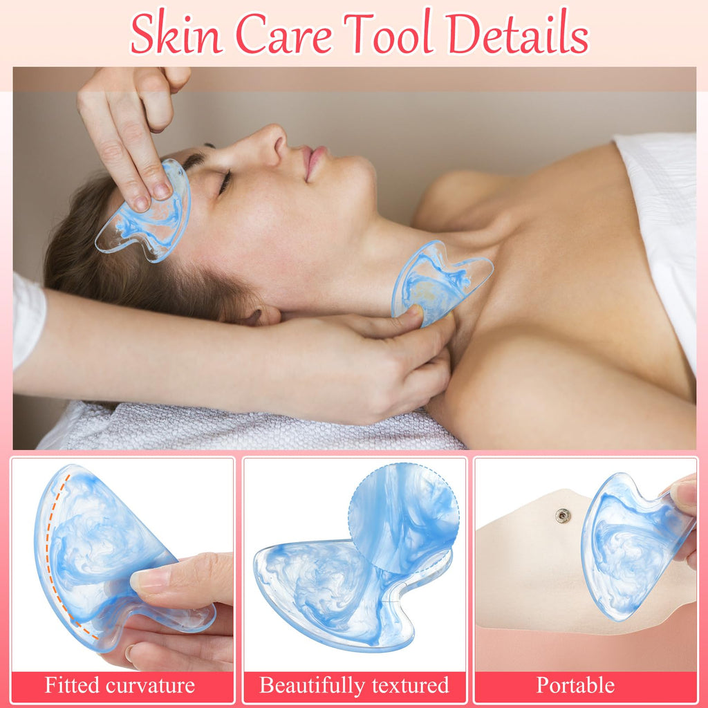Sherr 12 Pcs Gua Sha Facial Tools Resin Heart Shaped Massage Guasha Tool for Face Guasha Board for Face Body Skin Massage Spa Ac