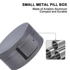 Daily Metal Pill Box Pill Case - Single Waterproof Travel Pill Container Round Aluminum Alloy Storage Medicine Organizer Multito