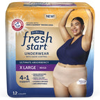 FitRight Fresh Start Incontinence and Postpartum Underwear for Women, XL, Beige (12 Count) Ultimate Absorbency, Disposable Under