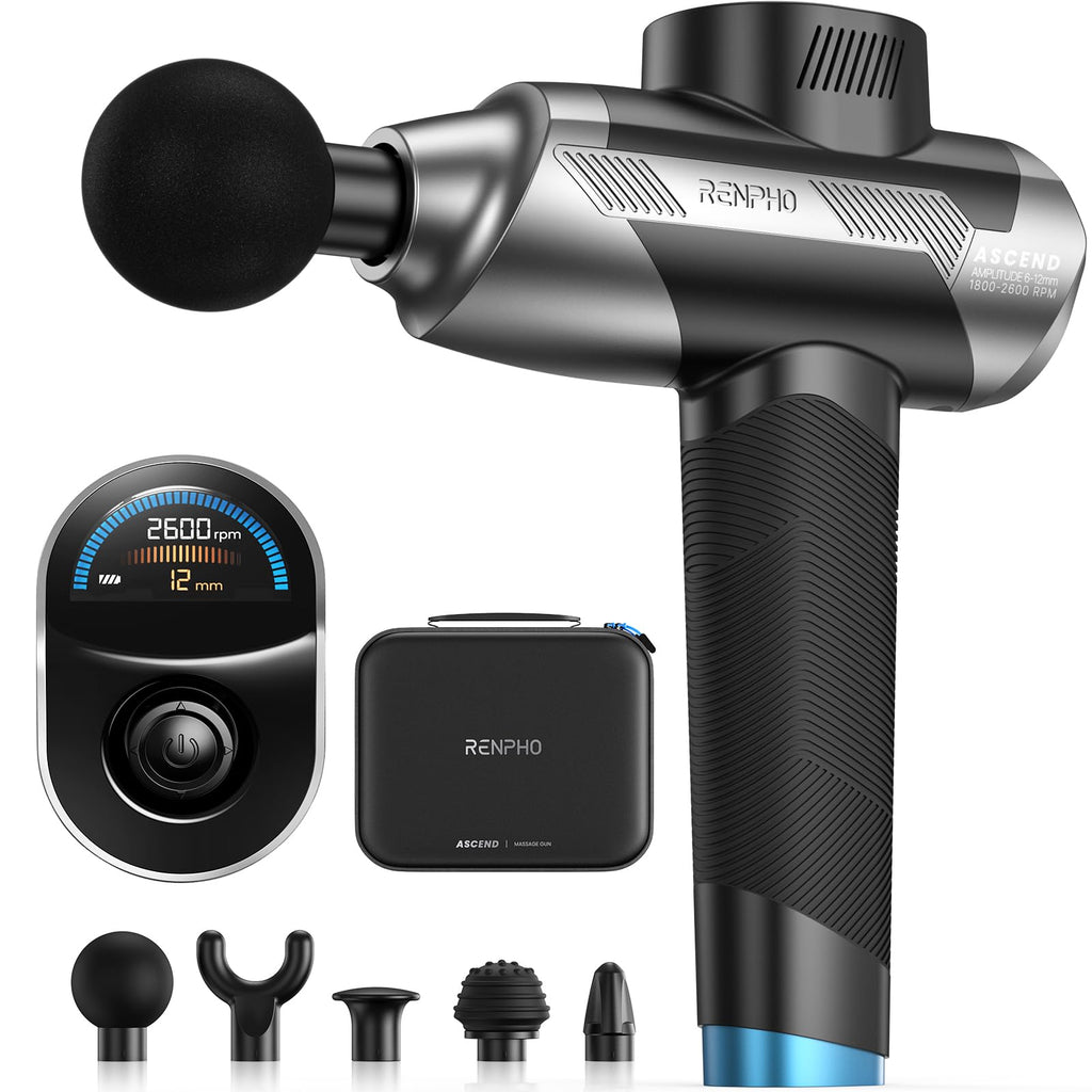 RENPHO Massage Gun, Christmas Gifts, Deep Tissue Back Massage for Athletes Men Women, 6-12mm Adjustable Amplitude Professional M