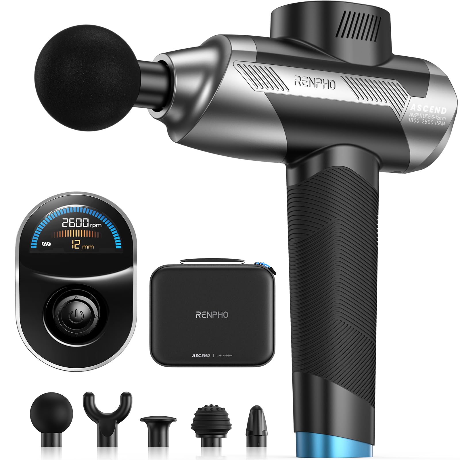 RENPHO Massage Gun, Christmas Gifts, Deep Tissue Back Massage for Athletes Men Women, 6-12mm Adjustable Amplitude Professional M
