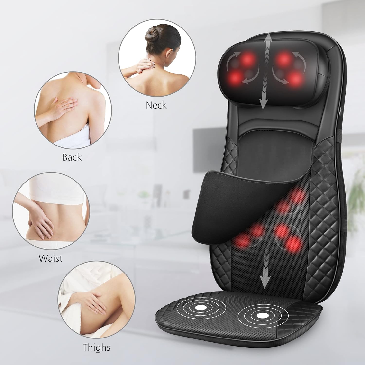CooCoCo Shiatsu Back Massager with Heat, Gifts for Men Women, Deep Kneading Massage Chair Pad for Neck Back Shoulders, Massager