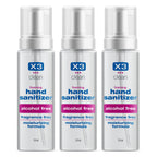 X3 Clean Foaming Hand Sanitizer, Alcohol Free and Fragrance Free, Kills 99.9% Germs, Moisturizing Formula, Travel Size 2.5 oz (3