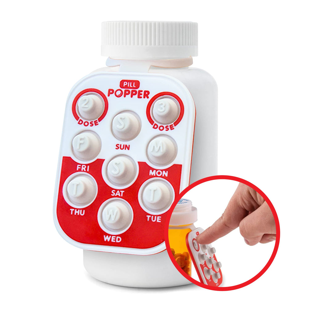 Pill Popper Medication Tracker, Daily Pill Reminder, Small and Portable Memory Aid with Buttons, Attaches to Pill Container, Tra
