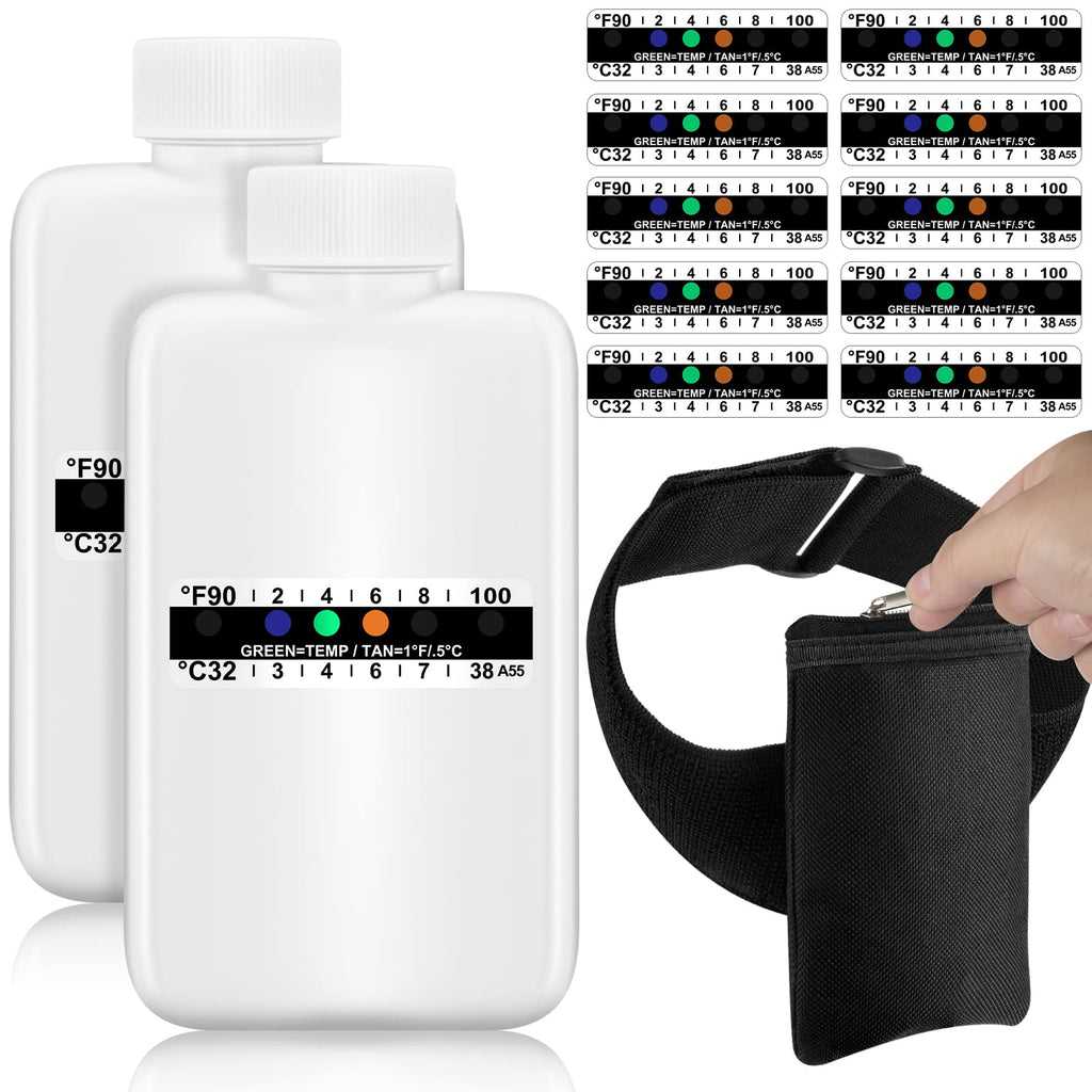 Remagr 14 Pcs Urine Show Complete Kit 2 Portable Empty Bottles 10 Adhesive Temperature Show Strip Hidden Leg Strap Urine Oxford 