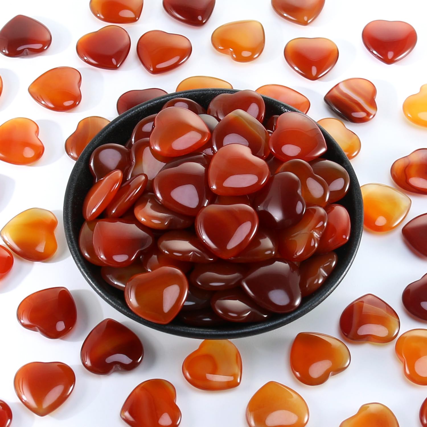 Nvzi Tumbled Polished Natural Carnelian Crystals Heart Stones, Crystals and Healing Stones Quartz Bulk for Wicca, Reiki, Healing