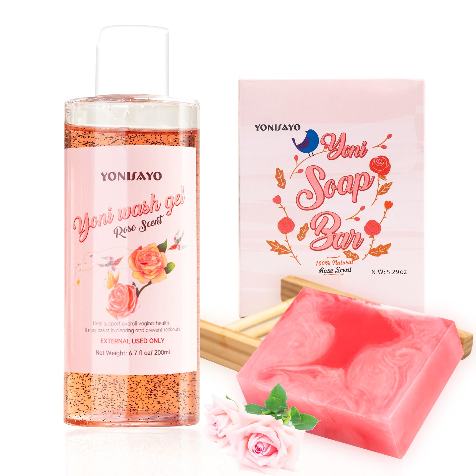 Yoni Wash Yoni Bar Soap Set, Natural Feminine Wash for Women pH Balance, Organic Yoni Soap Bar Body Wash Bath Soap, Rose Scent
