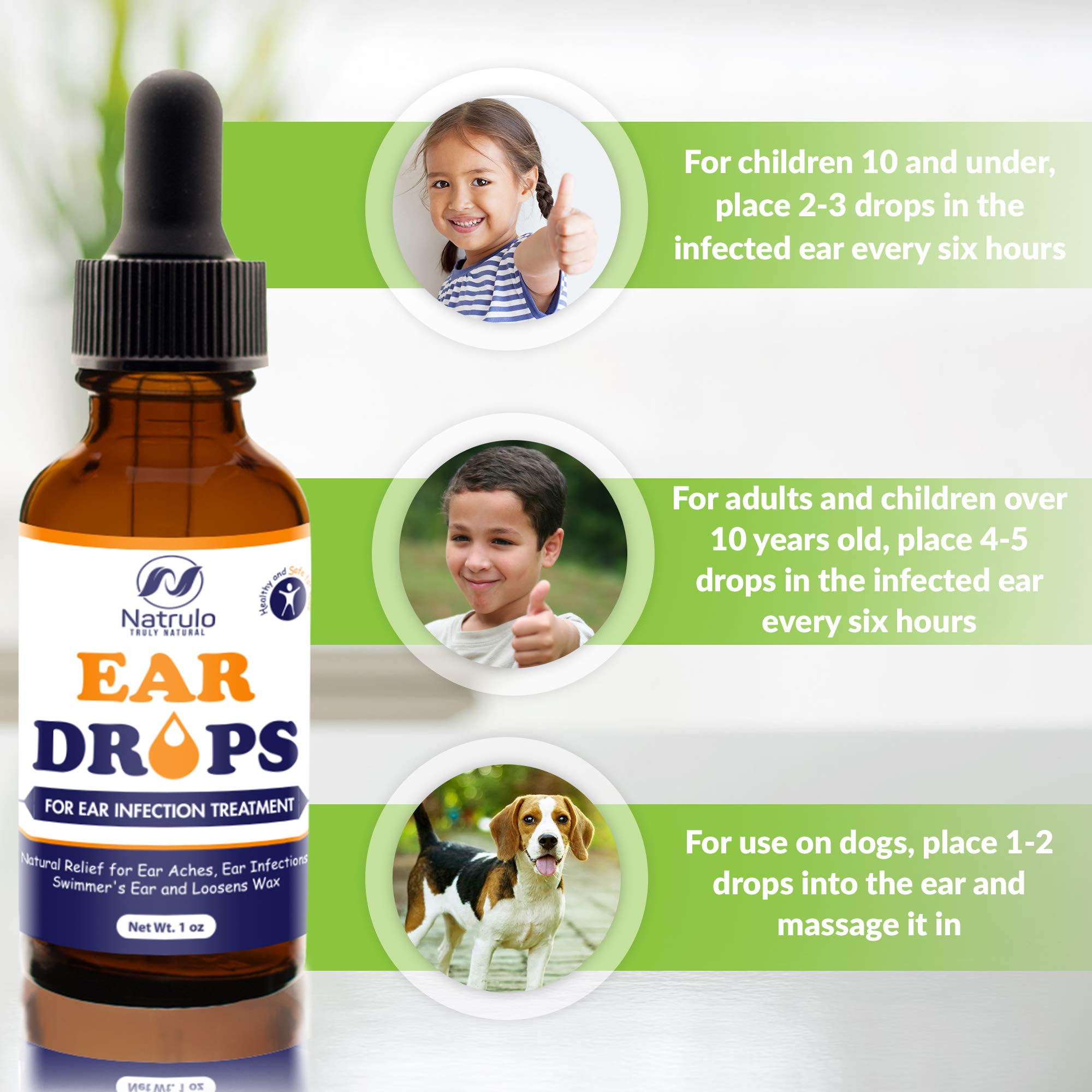 Natural Ear Drops for Ear Infection - Herbal Eardrops for Adults, Children & Pets - Soothes Discomfort, Ear Aches, Itchy Ears, S