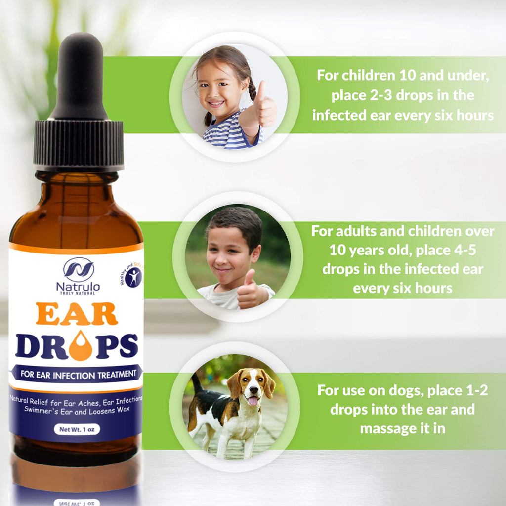 Natural Ear Drops for Ear Infection - Herbal Eardrops for Adults, Children & Pets - Soothes Discomfort, Ear Aches, Itchy Ears, S