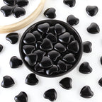 Nvzi Tumbled Polished Natural Black Obsidian Crystal Heart Stones, Crystals and Healing Stones Quartz Bulk for Wicca, Reiki, Hea