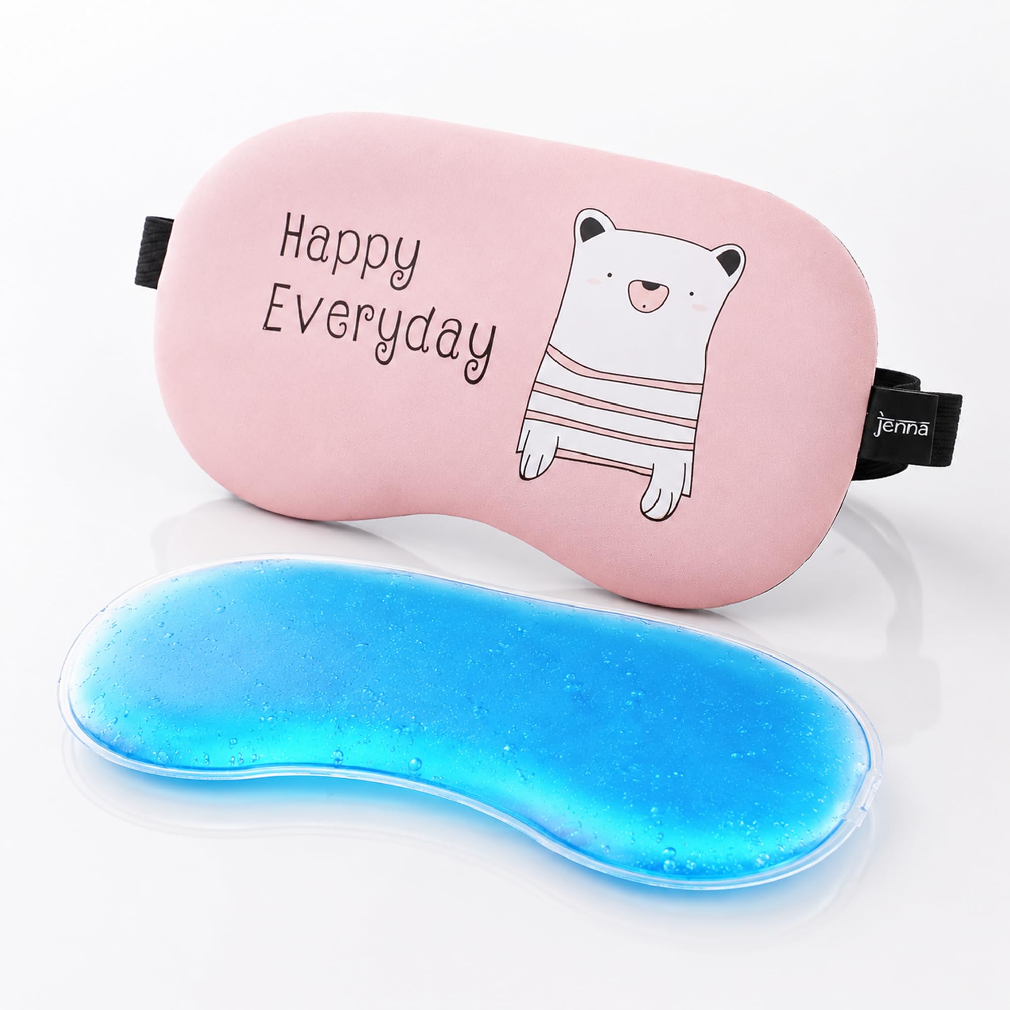 Jenna Unisex Printed Alphabet Sleeping Eye Mask Comfortable, Soft And With Adjustable Strap With Gel (Pink)