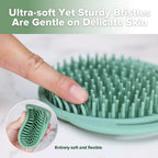 Haakaa Silicone Shampoo Brush - Cradle Cap Brush Comb - Baby Hair Scrubber - Scalp Massager for Newborns & Toddlers - 1pk-Pea Gr