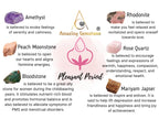Crystals for Pleasant Period Menstrual Cycle Menses, Set of 6 Blood Stone, Rose Quartz, Peach Moonstone, Mariyam Jasper and Rhod