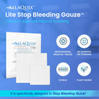 AllaQuix Lite Stop Bleeding Bandage - Calcium Alginate Wound Dressing (Large 2-inch Square) First Aid Hemostatic Gauze Adhesive