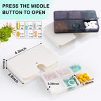 Portable Pill Organizer, 6 Compartments Travel Pill Case for Purse or Pocket -Small Pillbox Dispenser Home Travel Supplement Hol