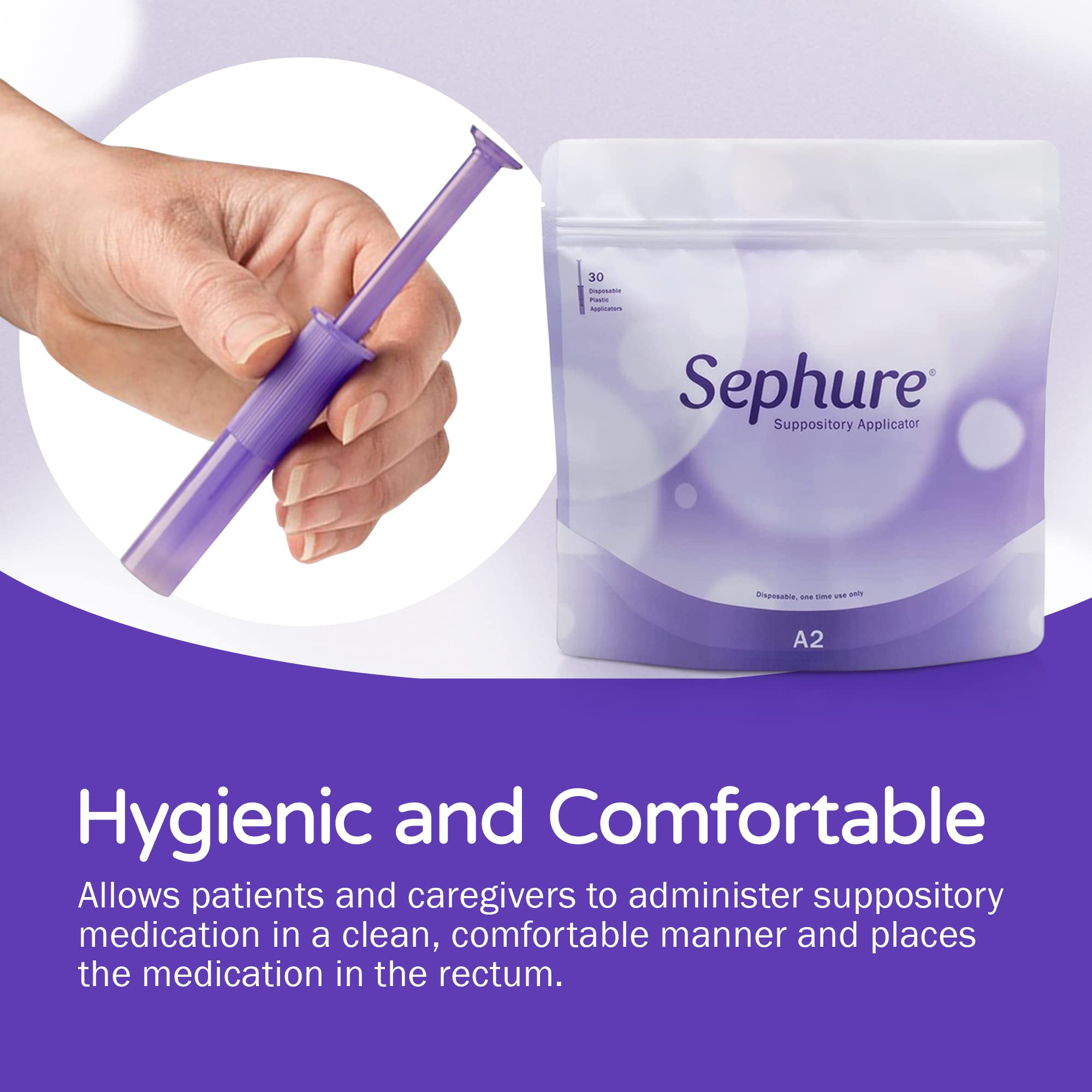 Sephure Easy-to-Use Suppository Applicator for Women and Men, Disposable Applicator for Suppositories for Constipation from Vari