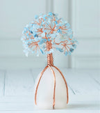 Aquamarine Gemstone Tree of Life - Natural Quartz Stone Base, Copper Wire Money Tree, Crystal for Positive Energy - Attract Good