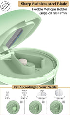 Pill Cutter Splitter with Dispenser, Pill Cutter for Small or Large Pills, Crushes Pills, Vitamins, Tablets, Stainless Steel Bla