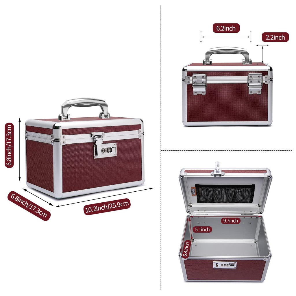 HEWEI WORKS Locking Medicine Box with Portable Storage Case, 10.2x 6.8x 6.8, Childproof Medication Lock Organizer, Lockabl