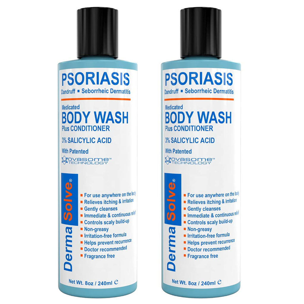 Dermasolve Medicated Psoriasis Body Wash - 2-Pack (8.0 oz each) - Proven to Provide Relief from Psoriasis, Eczema & Seborrheic D