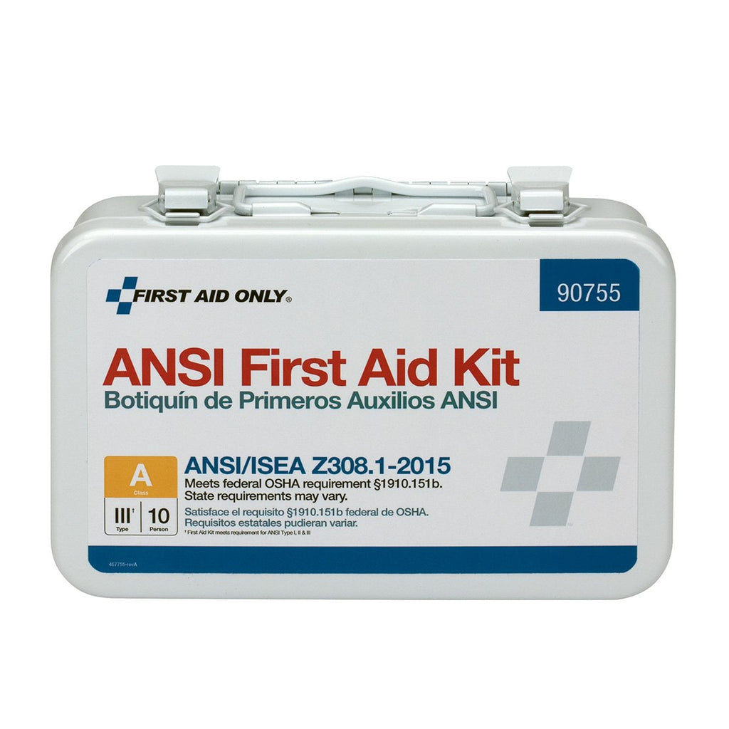 First Aid Only 90755 ANSI A 2015 and OSHA Compliant First Aid Kit, 10-Person Emergency First Aid Kit for Business, Home, Car, an