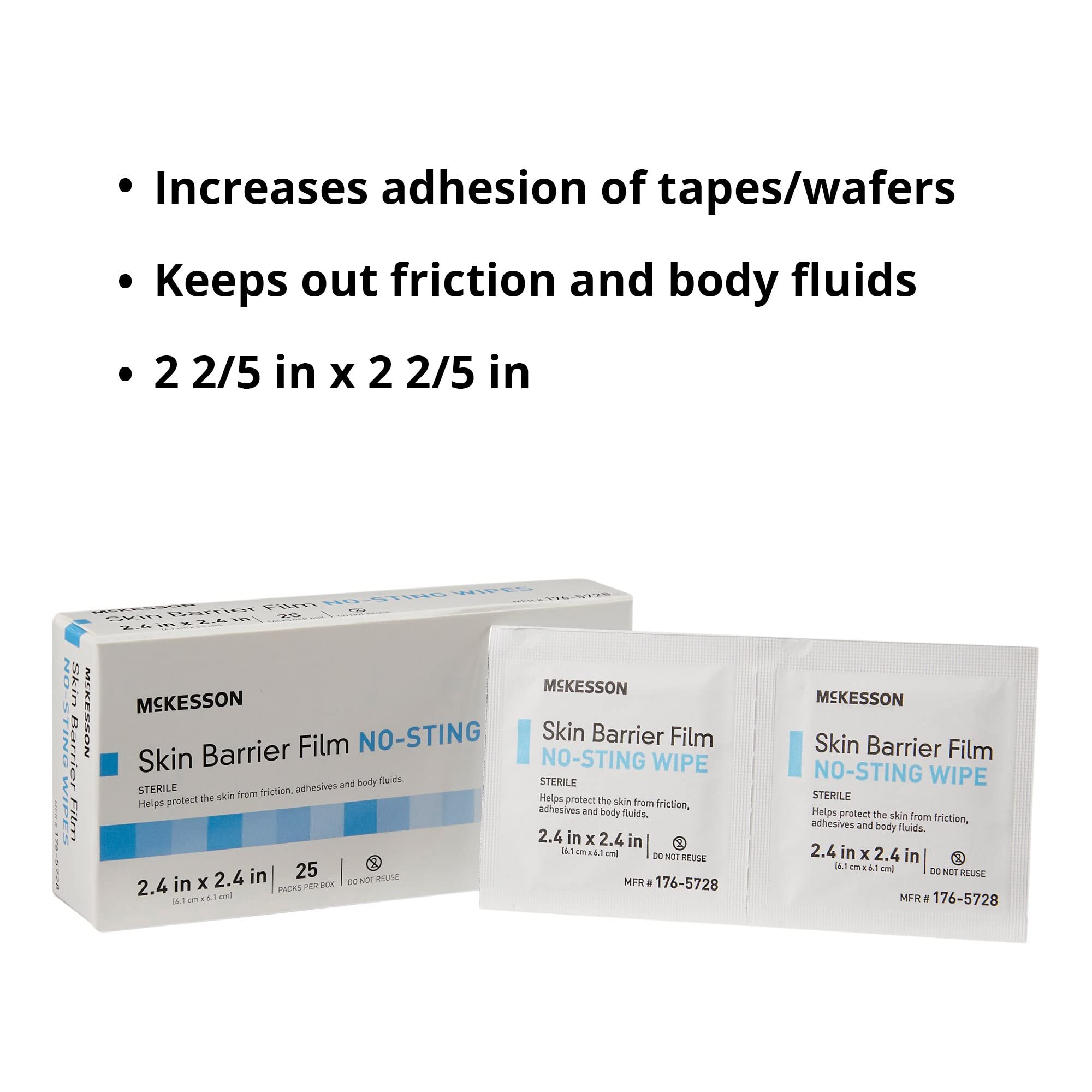 McKesson Skin Barrier Film, Sterile, No Sting Body Wipe, Individual Packet, 25 Wipes