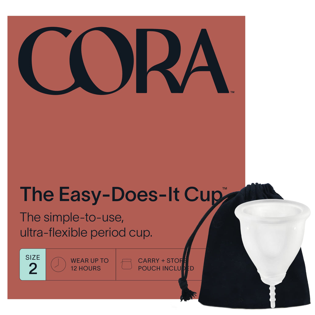 Cora Menstrual Period Cup | Comfortable, Easy to Use | Medical Grade Silicone | Flexible Fit | Leak Proof, Sustainable, Reusable