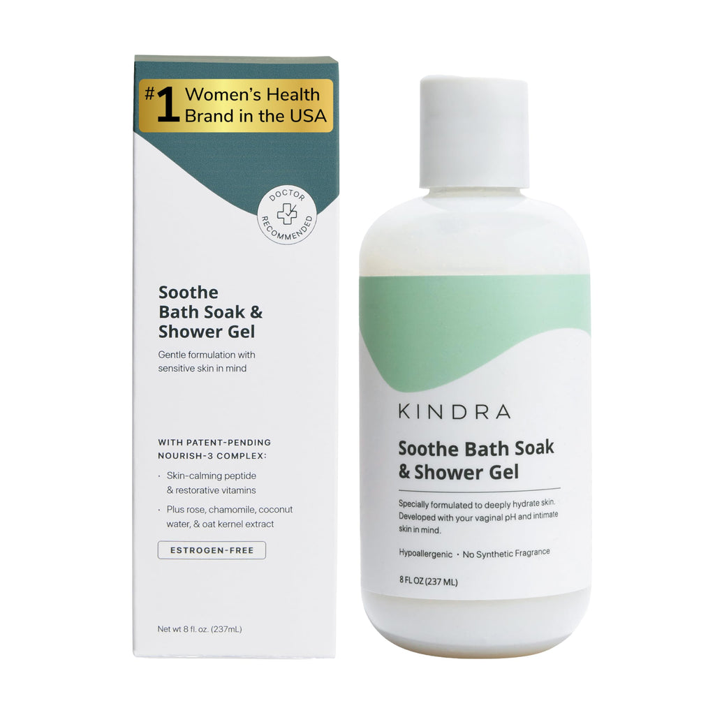 Kindra Soothe Soak - Hydrating Vulva Feminine Wash - pH Balance Intimate Cleanser for Itchy Dry Sensitive Skin - Fragrance-Free,