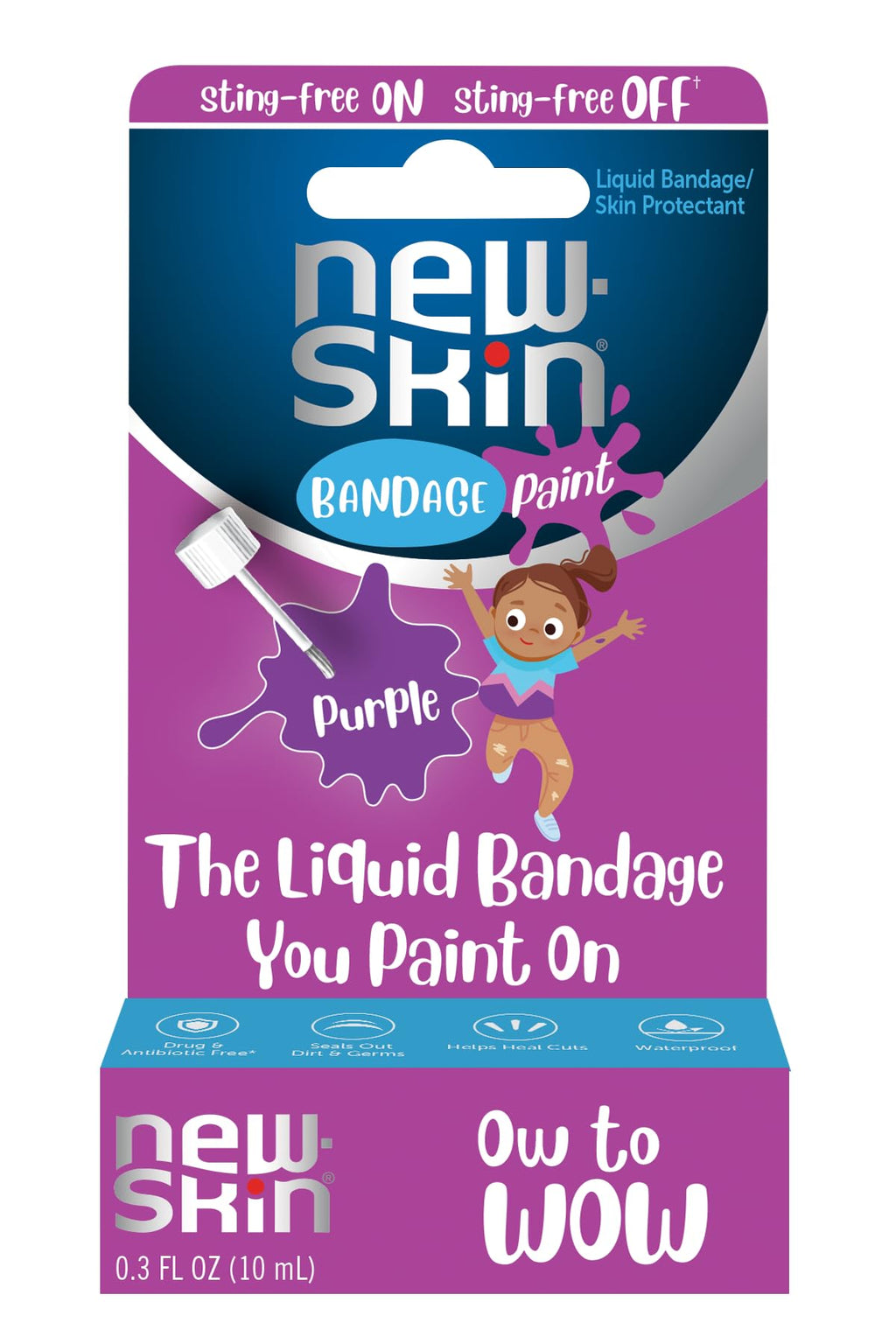 NEW-SKIN Kids Liquid Bandage Paint, Sting Free Waterproof Bandage for Scrapes and Minor Cuts, 0.3 Ounce (Packaging May Vary)