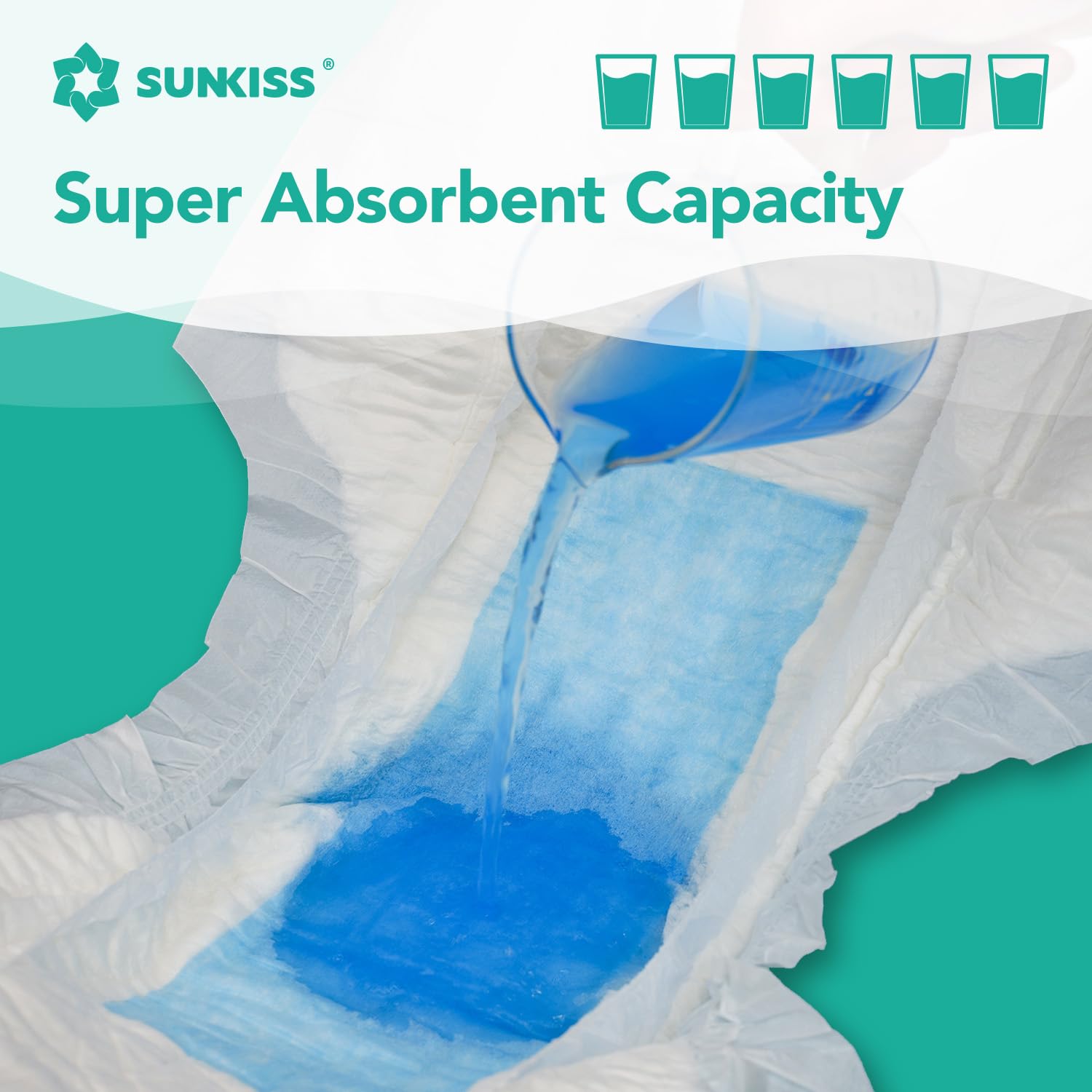 SUNKISS TrustPlus Adult Diapers with Maximum Absorbency, Unisex Disposable Incontinence Briefs with Tabs for Men and Women, Odor