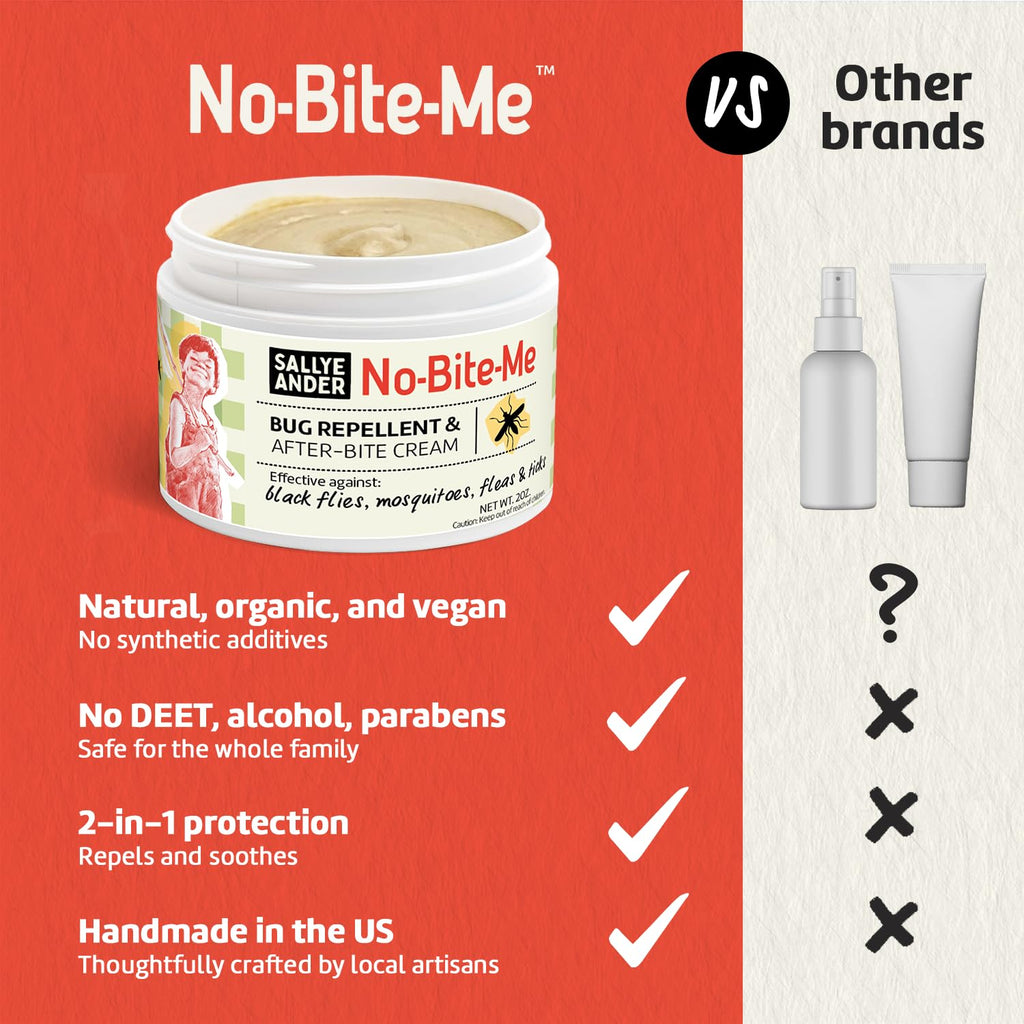 SALLYEANDER No Bite Me All-Natural Bug & Insect Repellent - Anti Itch Cream - 2 oz - Safe for Kids and Infants - Repels Mosquito