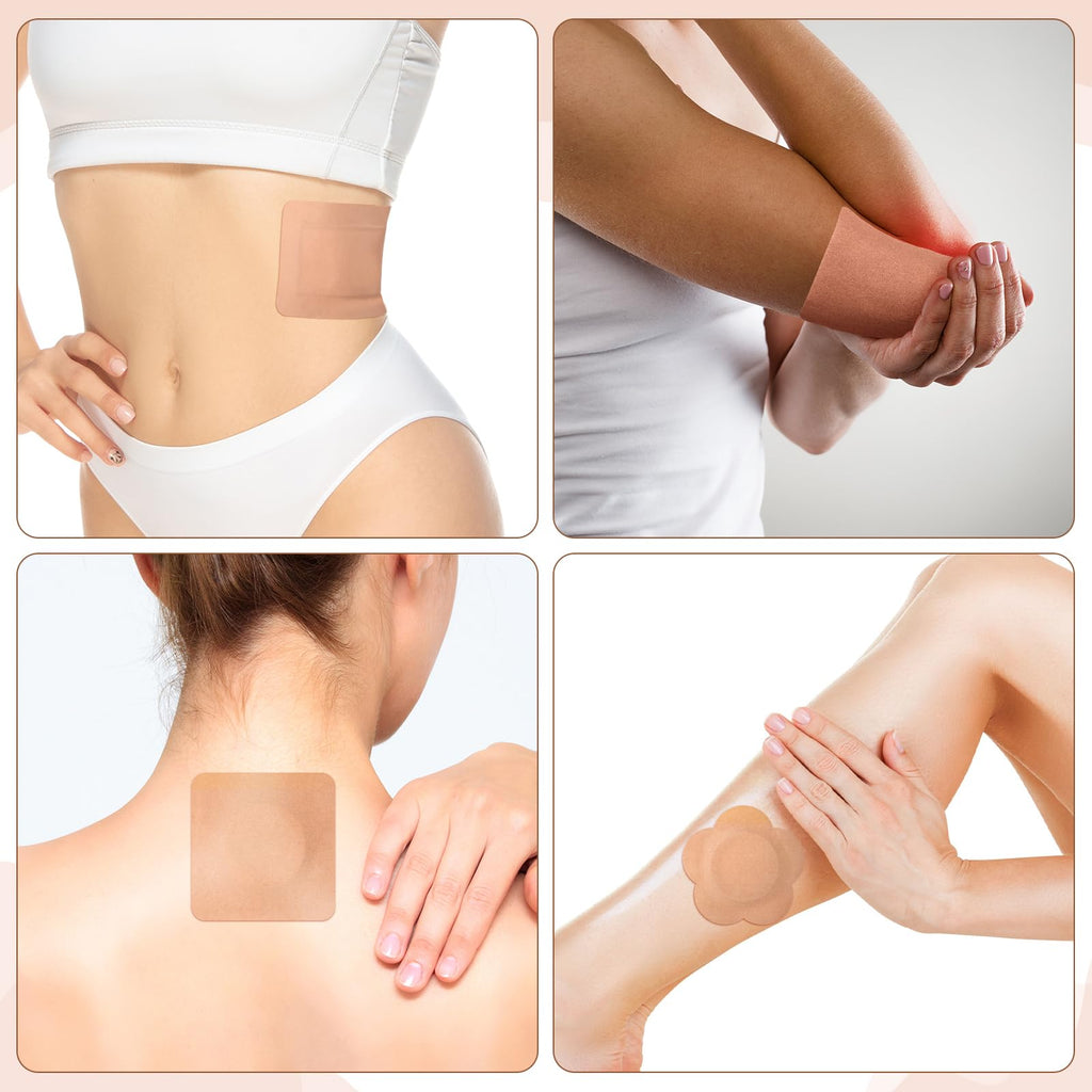 Geiserailie 80 Pcs Castor Oil Pack Wrap Disposable Castor Oil Patches Wrap Self Adhesive Pads Castor Oil Pack for Belly Waist Kn