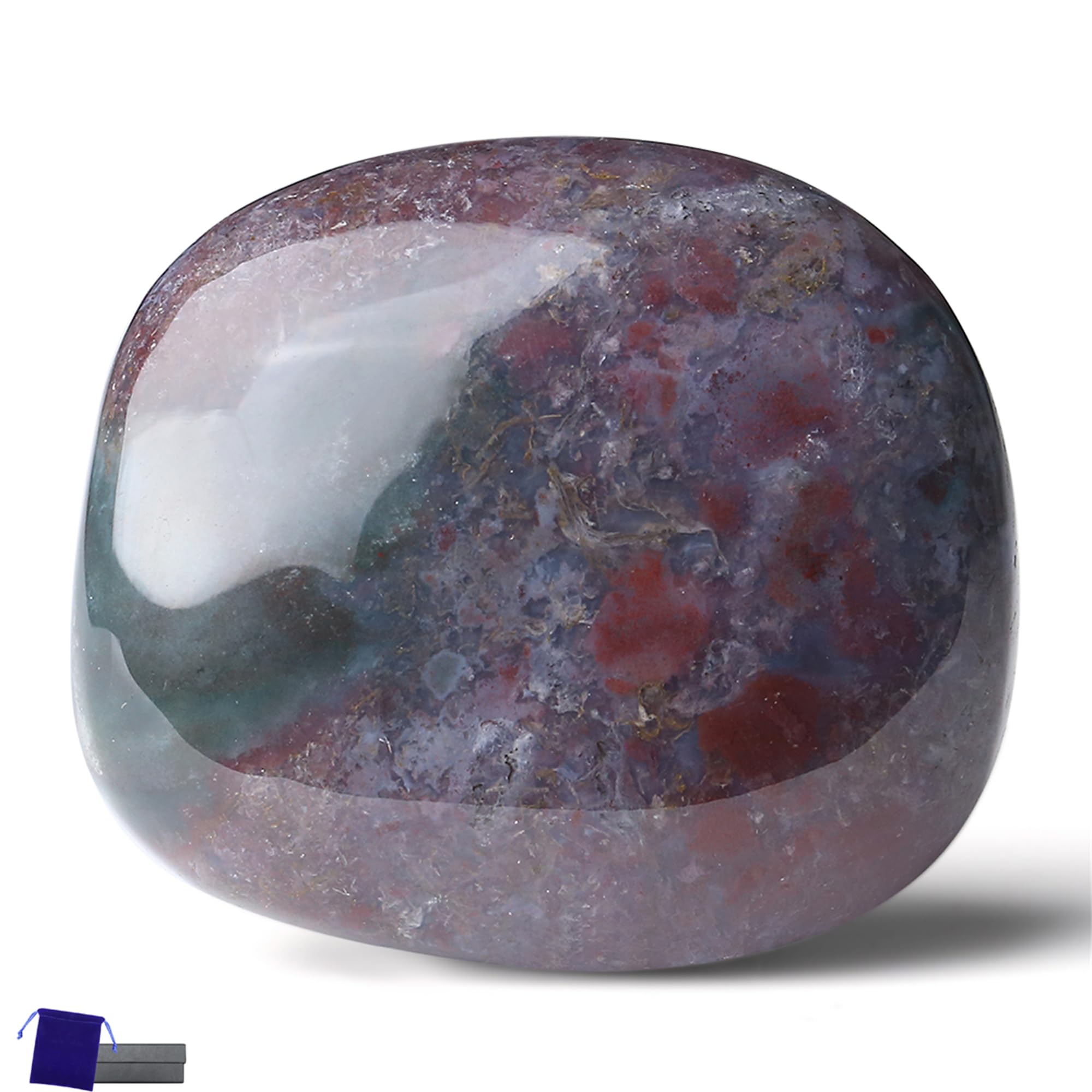 YATOJUZI 1.6''-2'' Indian Agate Natural Crystals and Healing Stones Worry Stones Polished Rocks Gemstones Palm Stone for Meditat