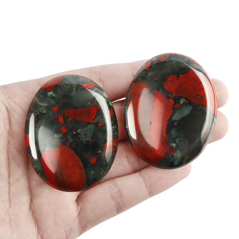 Artistone 2pcs African Bloodstone Crystal Thumb Worry Stone Healing Crystal Set,Natural Polished Gemstone Chakra Healing Stones 
