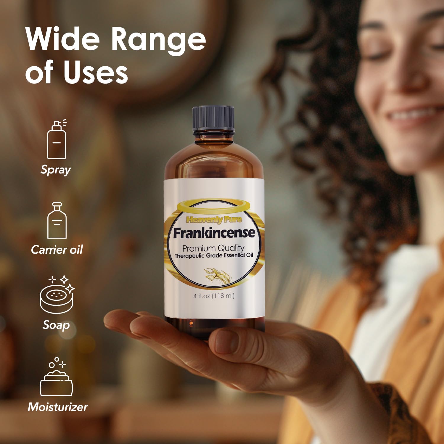 Heavenly Pure Frankincense Essential Oil - Pure & Natural Frankincense Aroma Therapeutic Grade Essential Oil (Huge 4 OZ - Bulk S