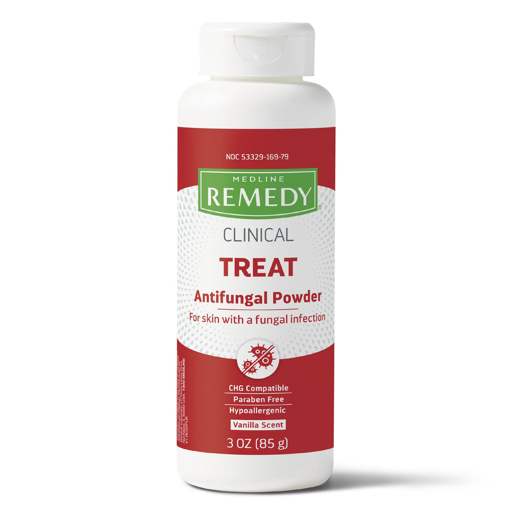 Medline Remedy Clinical Antifungal Powder (3 oz Bottle), Vanilla Scent, 2% Miconazole Nitrate, Treats Athletes Foot, Jock Itch,