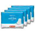 Amazon Basics Thick Maxi Pads with Flexi-Wings for Periods, Overnight Absorbency, Unscented, Size 4, 112 Count (4 Packs of 28) (