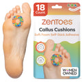 ZenToes Callus Cushions | Water-Resistant Self-Stick Adhesive Corn Pads | Foot, Heel, & Toe Discomfort Relief | Soft Foam for Fr
