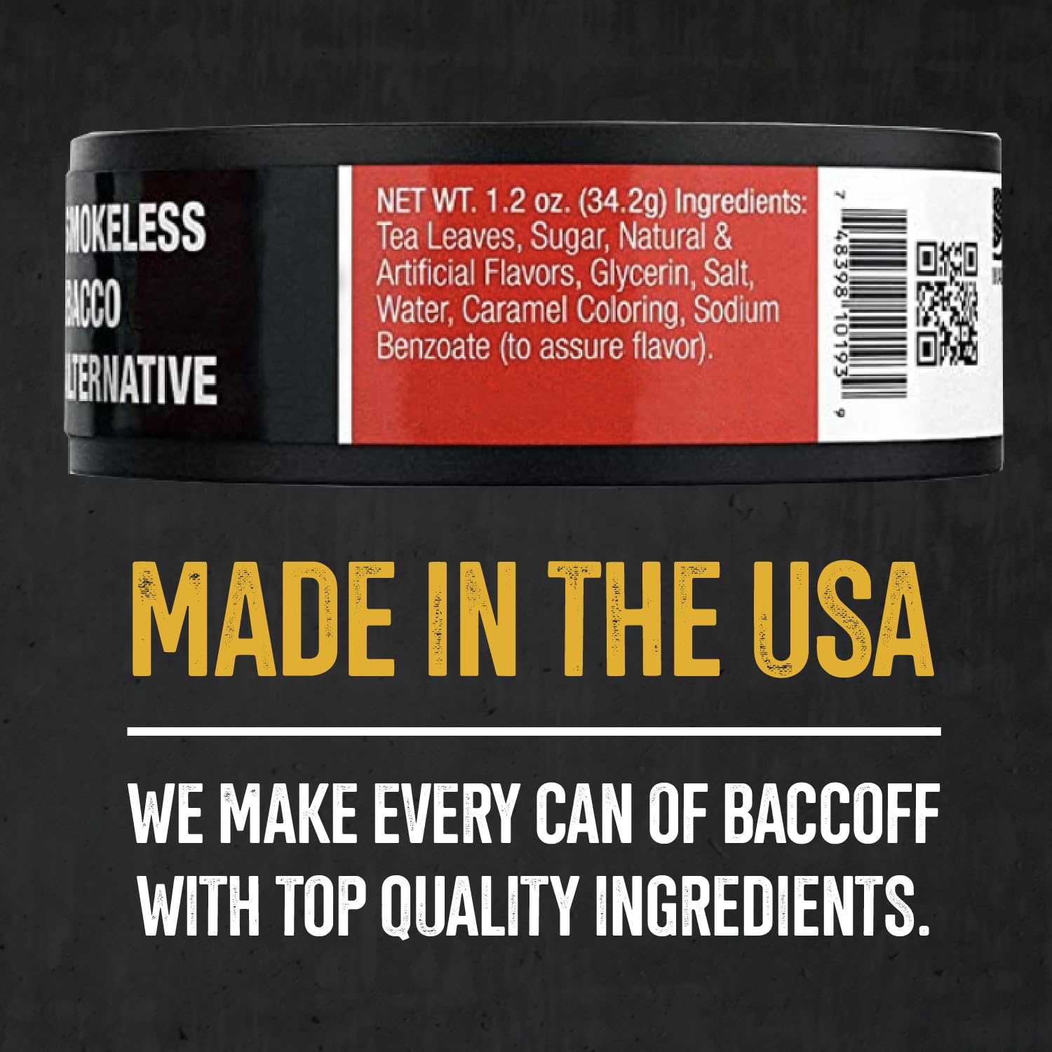 5 Cans, BaccOff Original Fine Cut, Black Tea Base with Bold, Smoky Flavors
