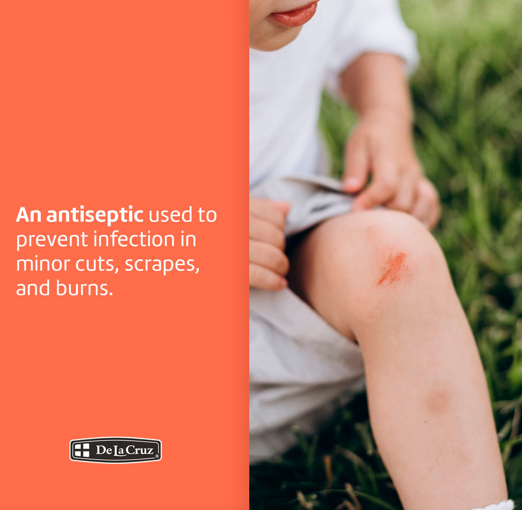 De La Cruz Merthiolate Tincture Antiseptic - First Aid for Minor Cuts, Scrapes and Burns - Mercury-Free Formula Safe for The Ent
