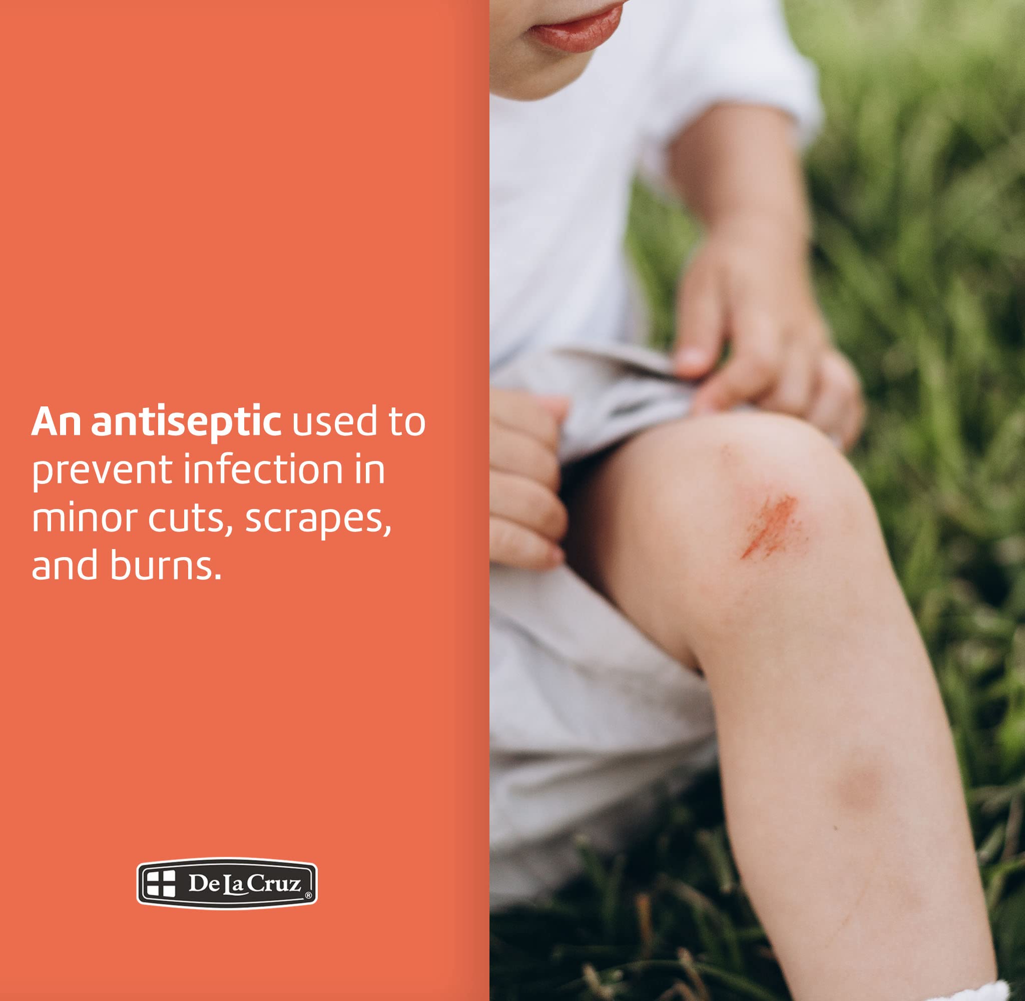 De La Cruz Merthiolate Tincture Antiseptic - First Aid for Minor Cuts, Scrapes and Burns - Mercury-Free Formula Safe for The Ent