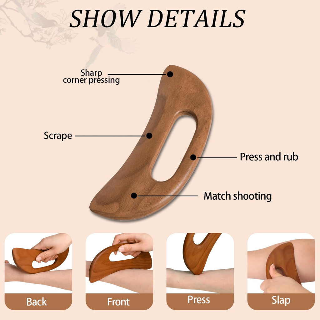 Wooden Cellulite Massager, Body Guasha Tool Lymphatic Drainage Massager Muscle Scraper Back Massage Tool Relieve Muscle Fatigue,