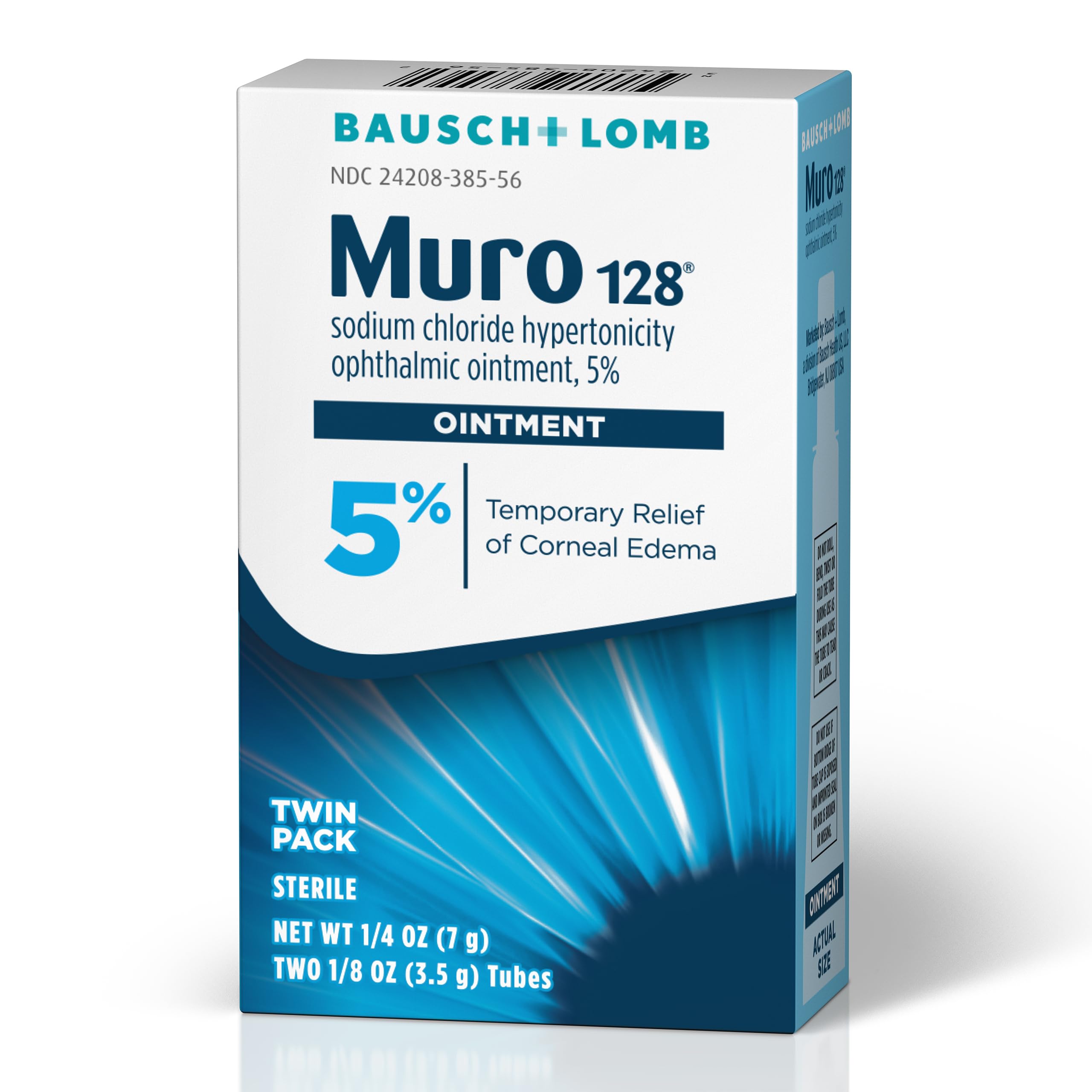 Muro 128 5% Sodium Chloride Hypertonicity Ophthalmic Ointment, from Bausch + Lomb Twin Pack Count (Pack of 1)