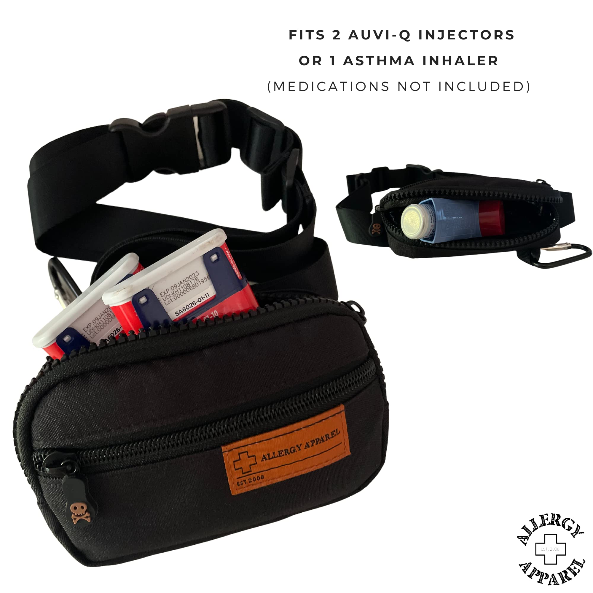 Allergy Apparel Auvi-Q Carrying Case | Insulated Medical Bag for Kids & Adults | Holds 2 Auvi-Q, Neffy Nasal Spray, Inhaler, or