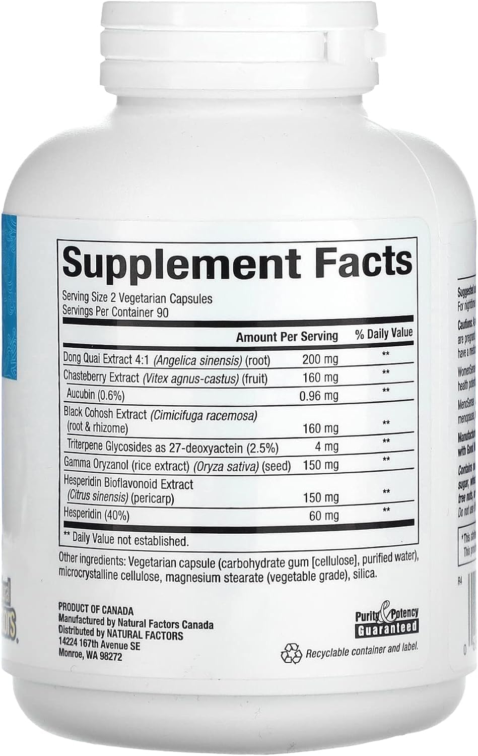 WomenSense MenoSense by Natural Factors, Natural Supplement to Help Improve Menopause Symptoms, Vegan, Non-GMO, 180 Capsules