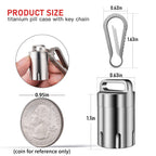 TISUR Titanium Small Pill Holder Keychain, Portable Pill Case Waterproof Pocket Pill Box Container Carrier to Hold Pills, Vitami