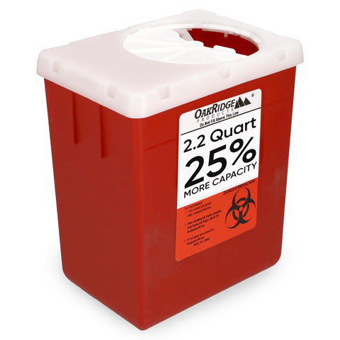 Oakridge Products Transparent Sharps Container for Home Use and Professional 2.2 Quart (1-Pack), Touchless Biohazard Needle and 