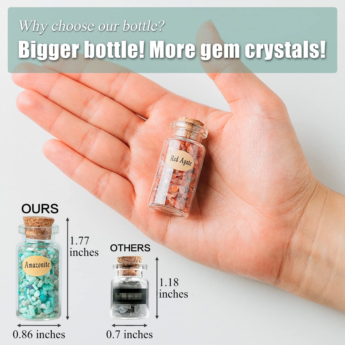 KHOCOEE 24 Gemstone Bottles Chip Crystals and Healing Stone, Chakra Healing Crystals Bottles, Wicca Gem Stones Set, Witchcraft C